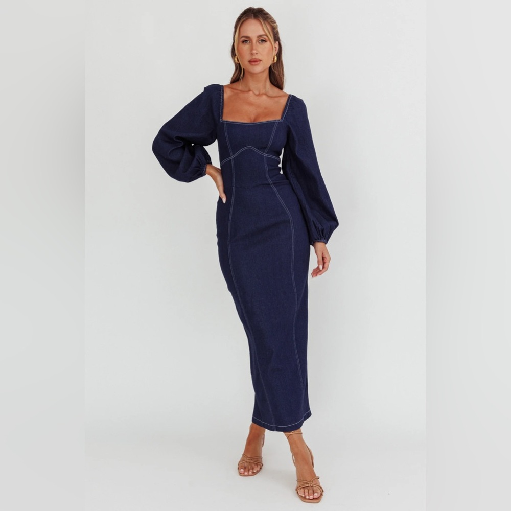 Denim Dreams Midi Dress “NWT”